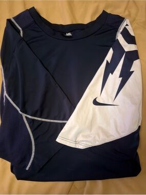 Nike Navy and White Performance Short Sleeve Shirt